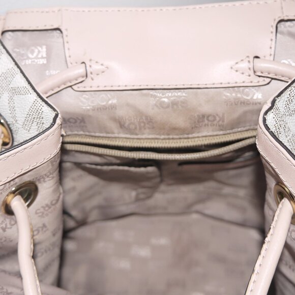 Michael Kors Rhea Medium Zip Backpack Vanilla Pink MK Signature